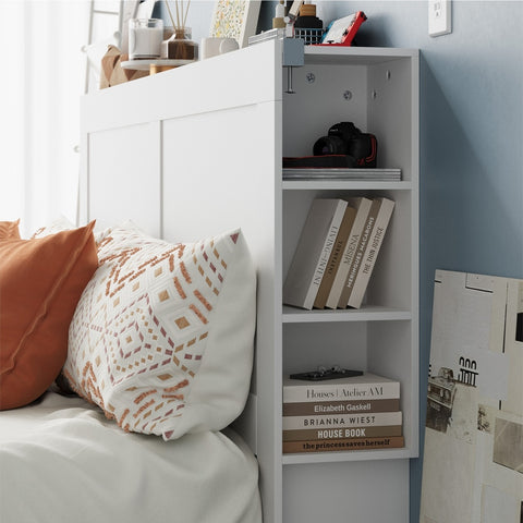Bed Head with Shelves King Size White