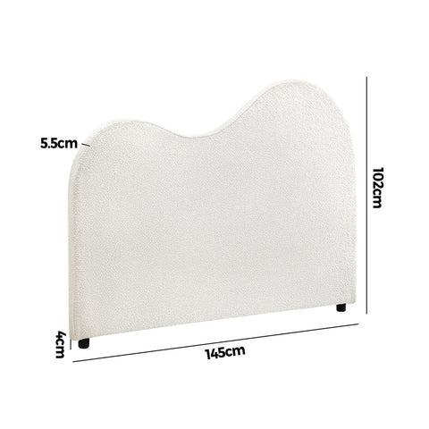 Bed Head Double Size Headboard Boucle Fabric White