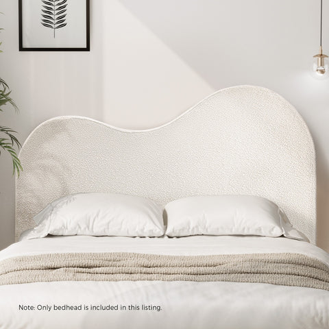 Bed Head Double Size Headboard Boucle Fabric White