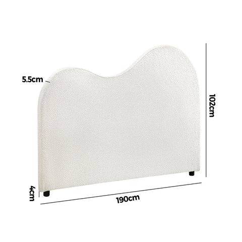 Bed Head King Size Headboard Boucle Fabric White