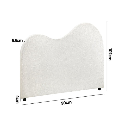 Bed Head Single Size Headboard Boucle Fabric White