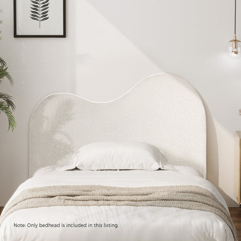 Bed Head Single Size Headboard Boucle Fabric White