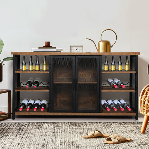 Levede Bar Cabinet Buffet Sideboard Walnut-1954802987327164422