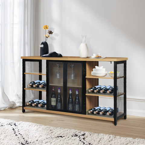 Levede Bar Cabinet Buffet Sideboard Oak-1954802987104866310