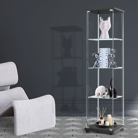 Stacked Display Storage Cabinet Glass Black-1954803004075020294