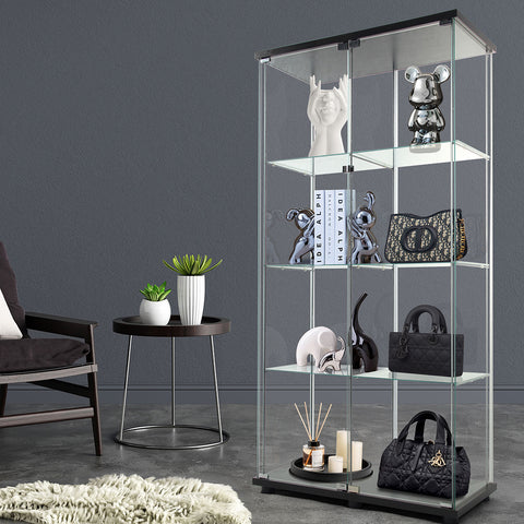 164cm Glass Display Cabinet 2 Doors-1954802343254036487
