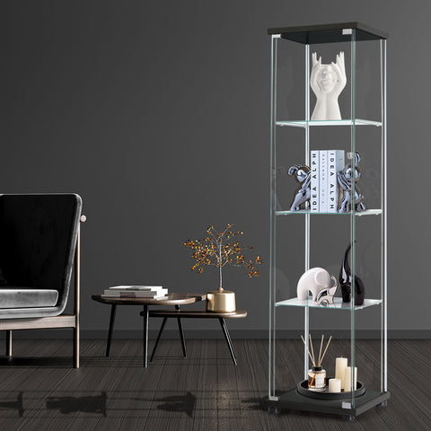 Stacked Display Storage Cabinet Glass Black-1954803004075020295