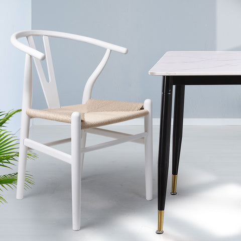 Levede 2x Dining Chairs Wooden Hans White-1954802981002153991