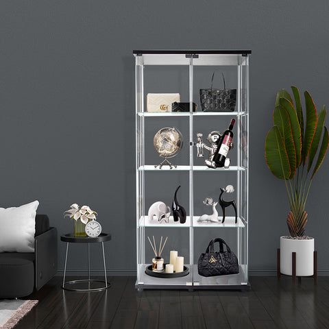 164cm Glass Display Cabinet 2 Doors-1954802343254036486