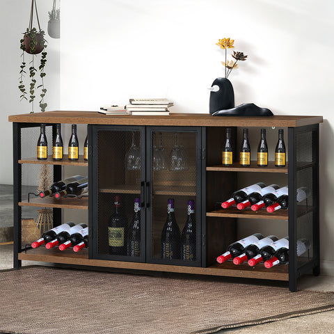 Levede Bar Cabinet Buffet Sideboard Walnut-1954802987327164423