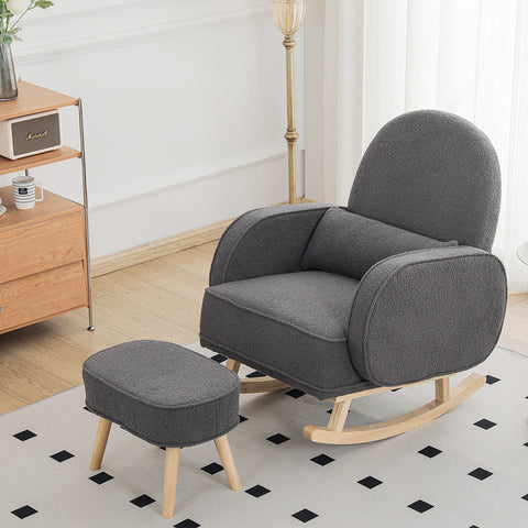 Levede Fleece Rocking Chair with footstool-1954802408546766855