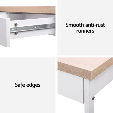Computer Desk Drawer Storage Oak 100CM