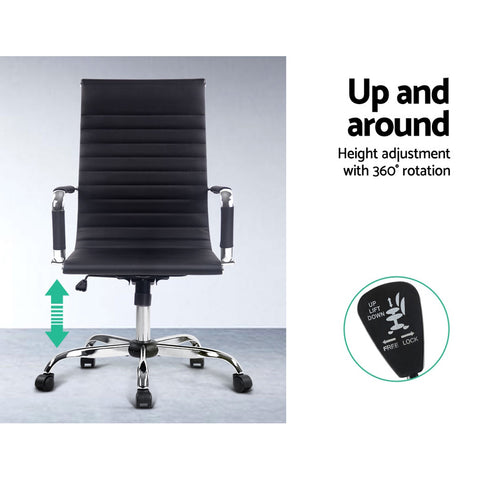 Office Chair Conference Chairs PU Leather High Back Black
