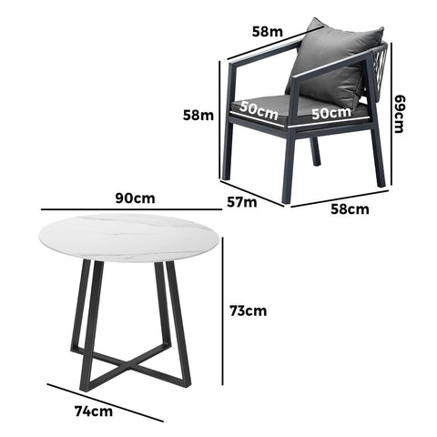 Livsip 3PCS Outdoor Dining Set Table&Lounge Chair