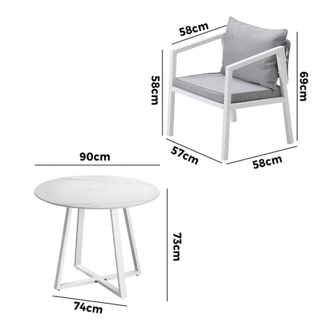Livsip Outdoor Dining Set Bistro Setting 3PCS White