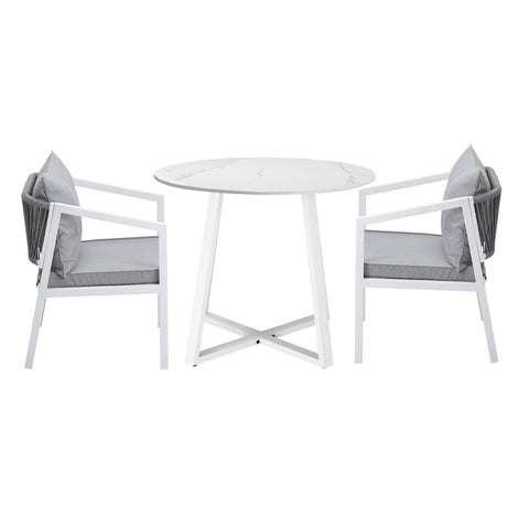 Livsip Outdoor Dining Set Bistro Setting 3PCS White