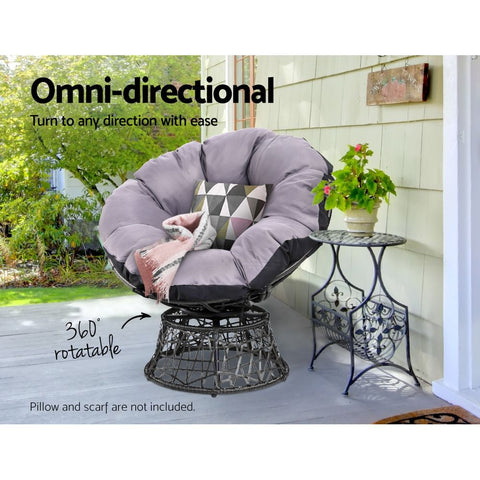 Outdoor Chair Wicker Patio Garden Black