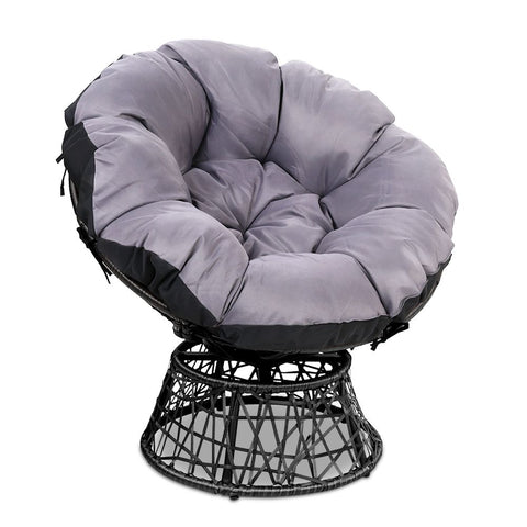 Outdoor Chair Wicker Patio Garden Black