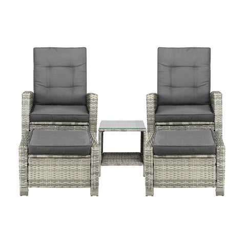 Livsip Recliner Chair Wicker Lounge 5PCS Set