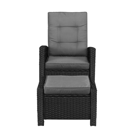 Livsip Outdoor Recliner Chairs Wicker Sun Lounge Black