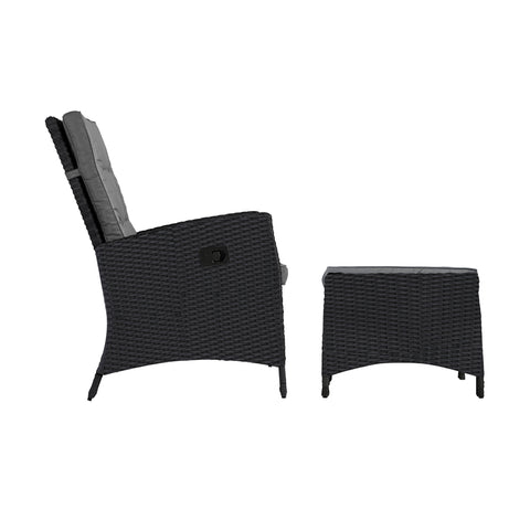Livsip Outdoor Recliner Chairs Wicker Sun Lounge Black