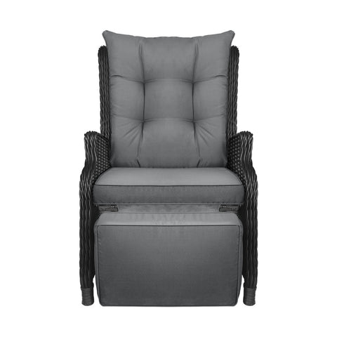 Livsip Outdoor Recliner with Adjustable Footrest Black