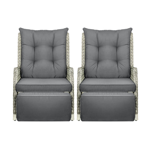 Livsip Recliner Chairs Wicker Sun lounge Grey X2