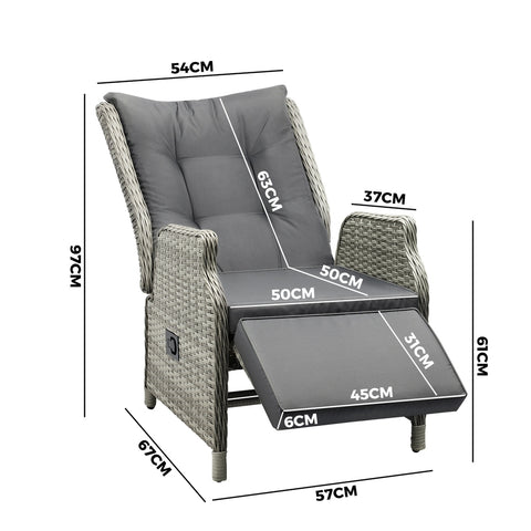Livsip Recliner Chairs Wicker Sun lounge Grey X2