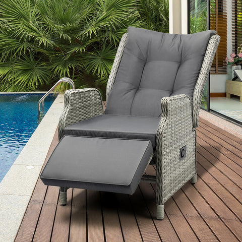 Livsip Recliner Chairs Wicker Sun lounge Grey X2