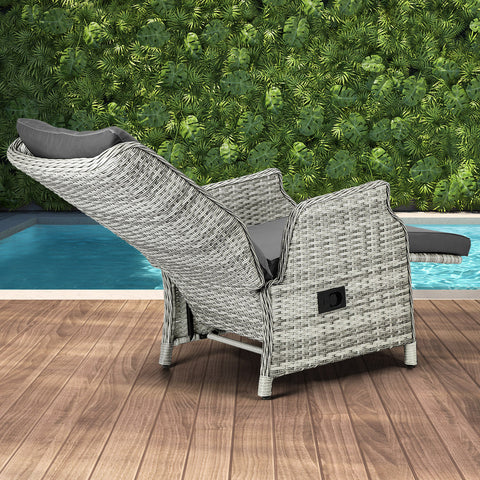 Livsip Recliner Chairs Wicker Sun lounge Grey X2
