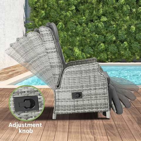 Livsip Recliner Chairs Wicker Sun lounge Grey X2