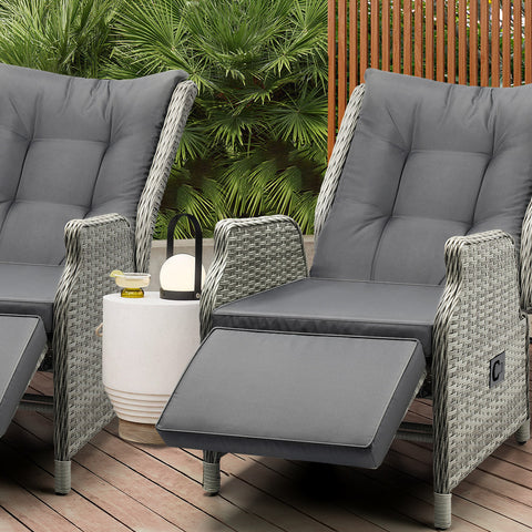 Livsip Recliner Chairs Wicker Sun lounge Grey X2