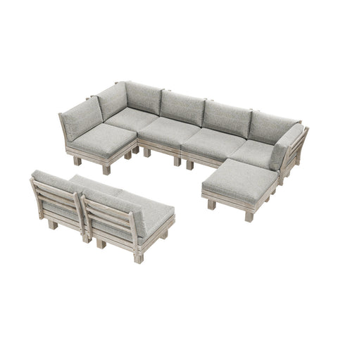 Livsip Outdoor Sofa Set 8 Piece Wooden Lounge Setting Garden