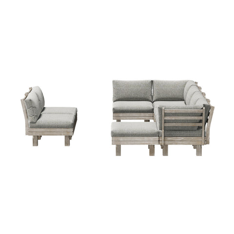 Livsip Outdoor Sofa Set 8 Piece Wooden Lounge Setting Garden