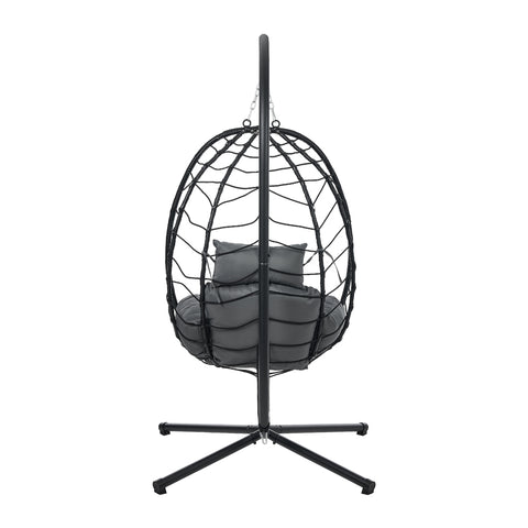 Livsip Outdoor Rattan Hanging Chair Porch Swing Chair Egg Seat Black