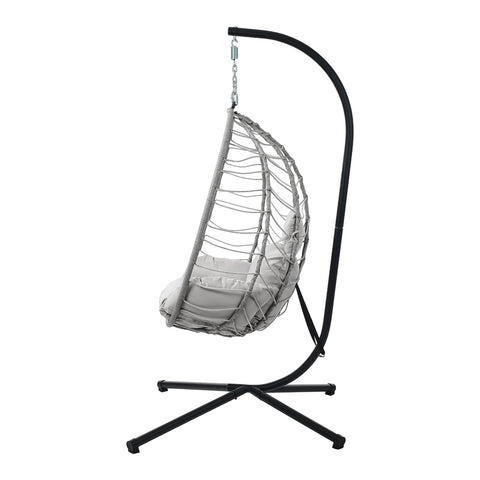 Livsip Outdoor Rattan Hanging Chair Porch Swing Chair Egg Seat Grey