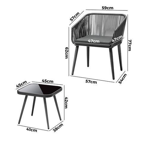 Livsip Outdoor Furniture Set Chairs&Side Table 3PCS