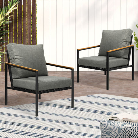 Livsip Outdoor Chair Patio Armchair with Cushions 2PCS