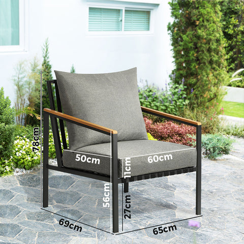 Livsip Outdoor Chairs with Cushions Black Frame X2