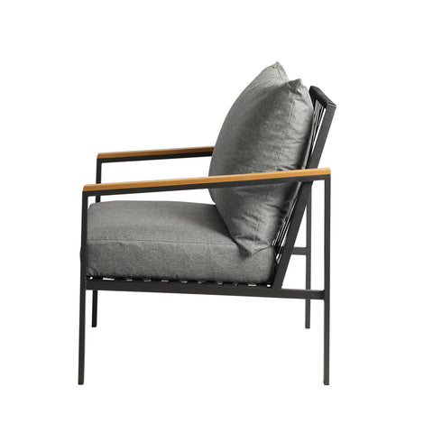 Livsip Outdoor Chairs with Cushions Black Frame X2