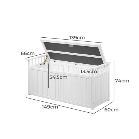 Livsip Outdoor Storage Box Garden Bench Wooden 500L White
