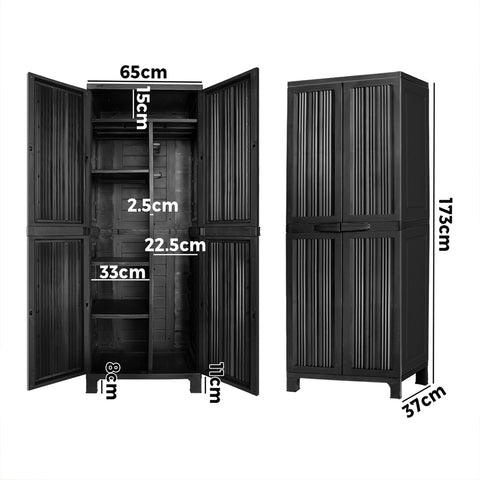 Livsip Outdoor Storage Cabinet Adjustable Lockable Tall Black