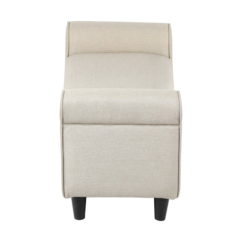 Storage Ottoman Linen Fabric Large Beige