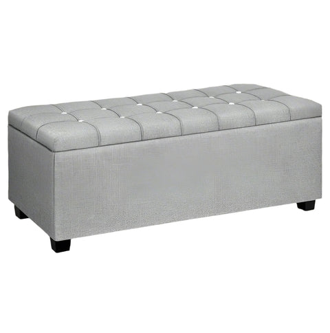 Premium Multi-functional Ottoman 97cm Button Linen Gray