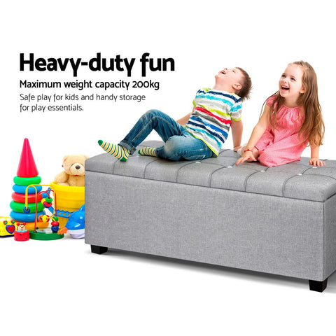 Premium Multi-functional Ottoman 97cm Button Linen Gray