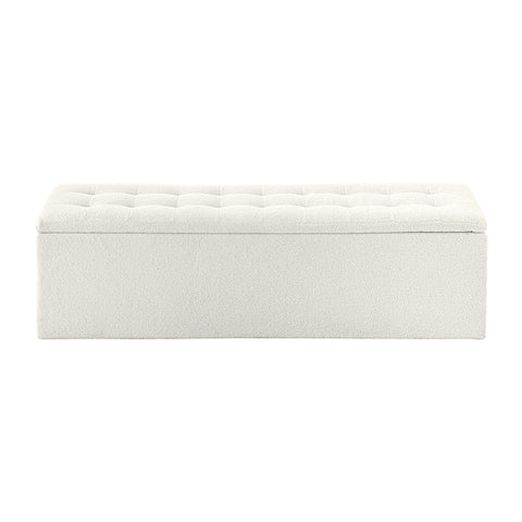 Storage Ottoman XL Faux Sherpa White
