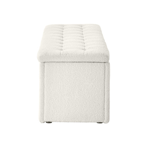 Storage Ottoman XL Faux Sherpa White