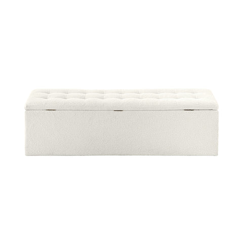 Storage Ottoman XL Faux Sherpa White