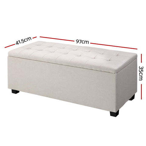 Premium Multi-functional Ottoman 97cm Linen Beige