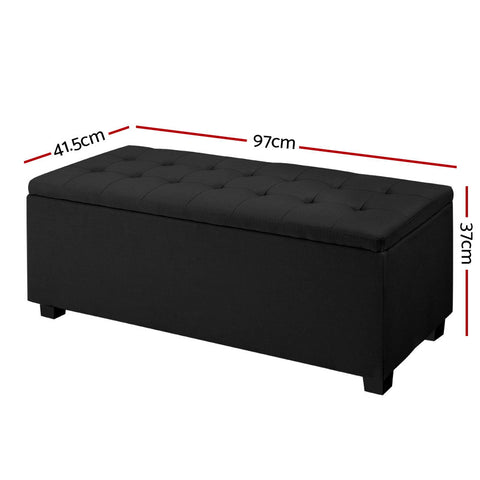 Premium Multi-functional Ottoman 97cm Linen Black